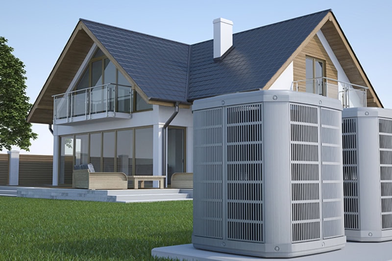 HOme and an air conditioner unit.