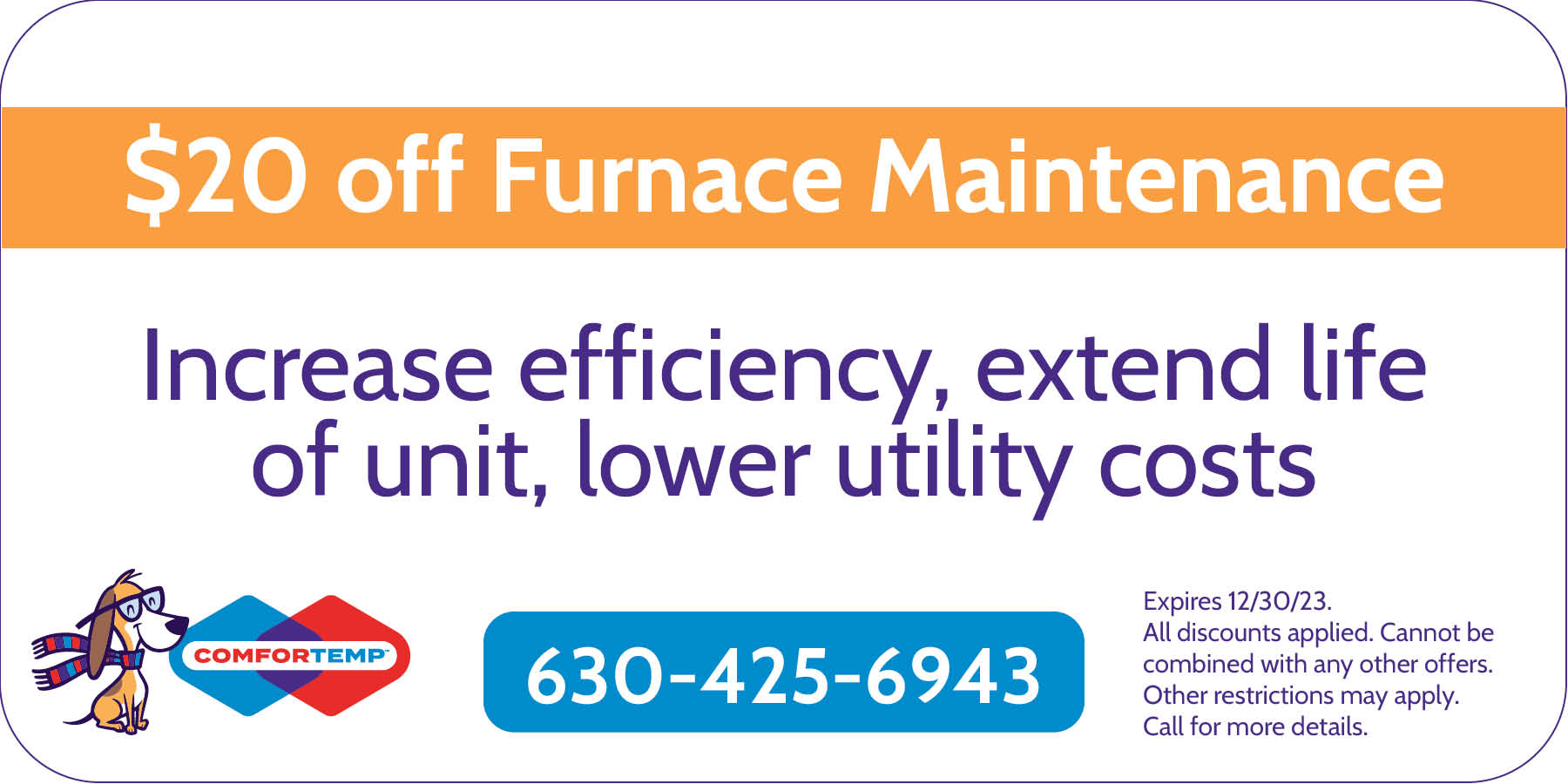 CTP FurnaceMaint-CO $20 off furnace maintenance on your heating system.