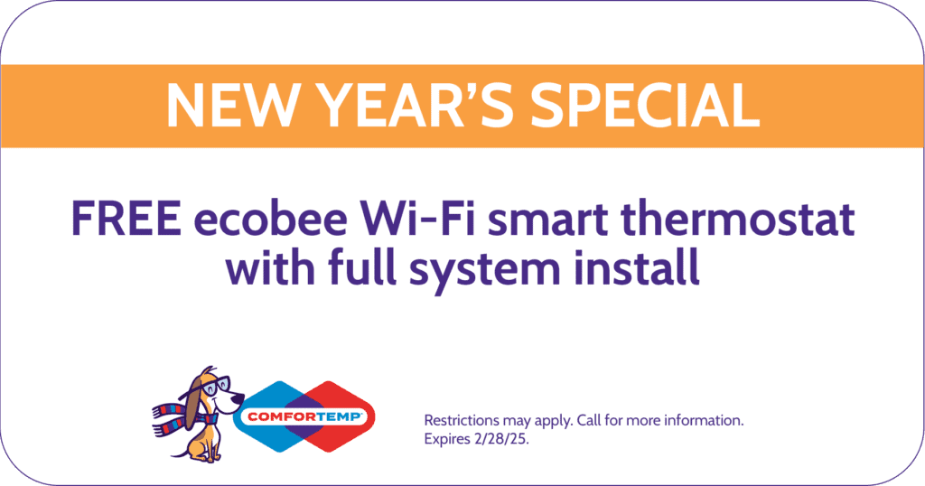 FREE ecobee Wi-Fi smart thermostat with full system install. Coupon. Comfortemp.