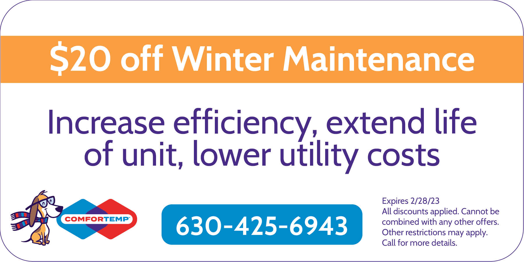 CTP WinterMaintenance-CO $20 off winter maintenance on your heating system. Expires 2/28/23
